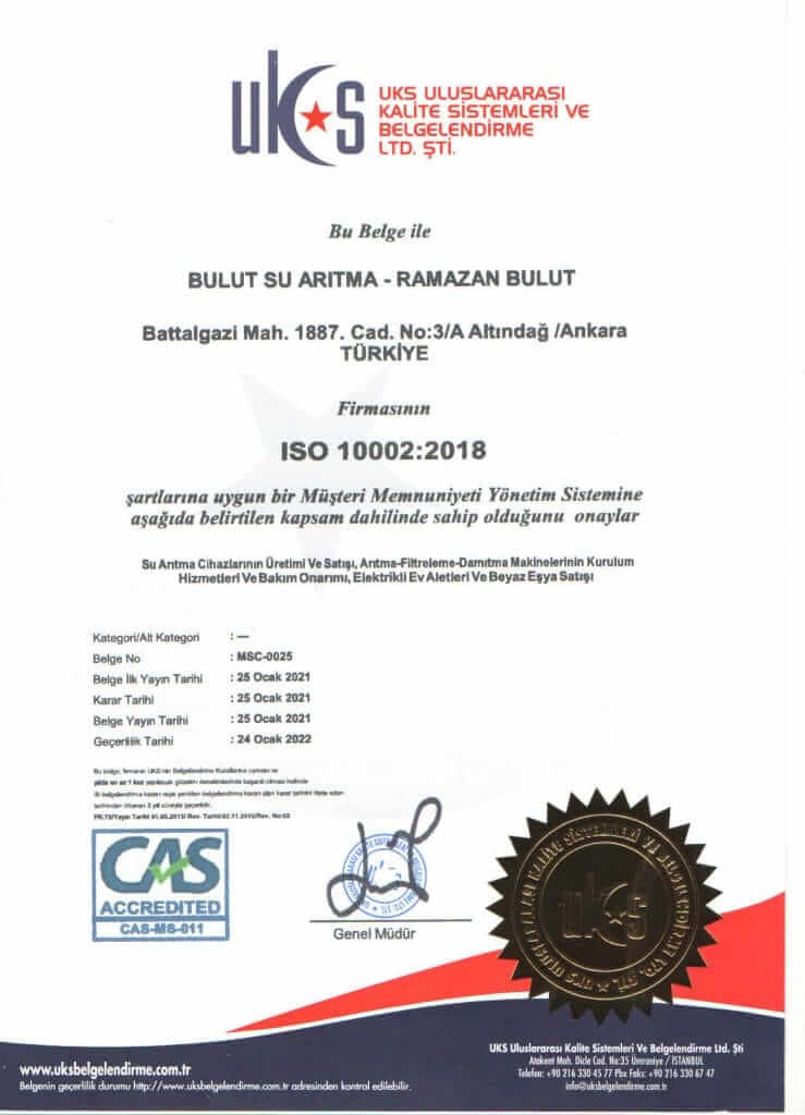 ISO 1002 Kalite Belgesi