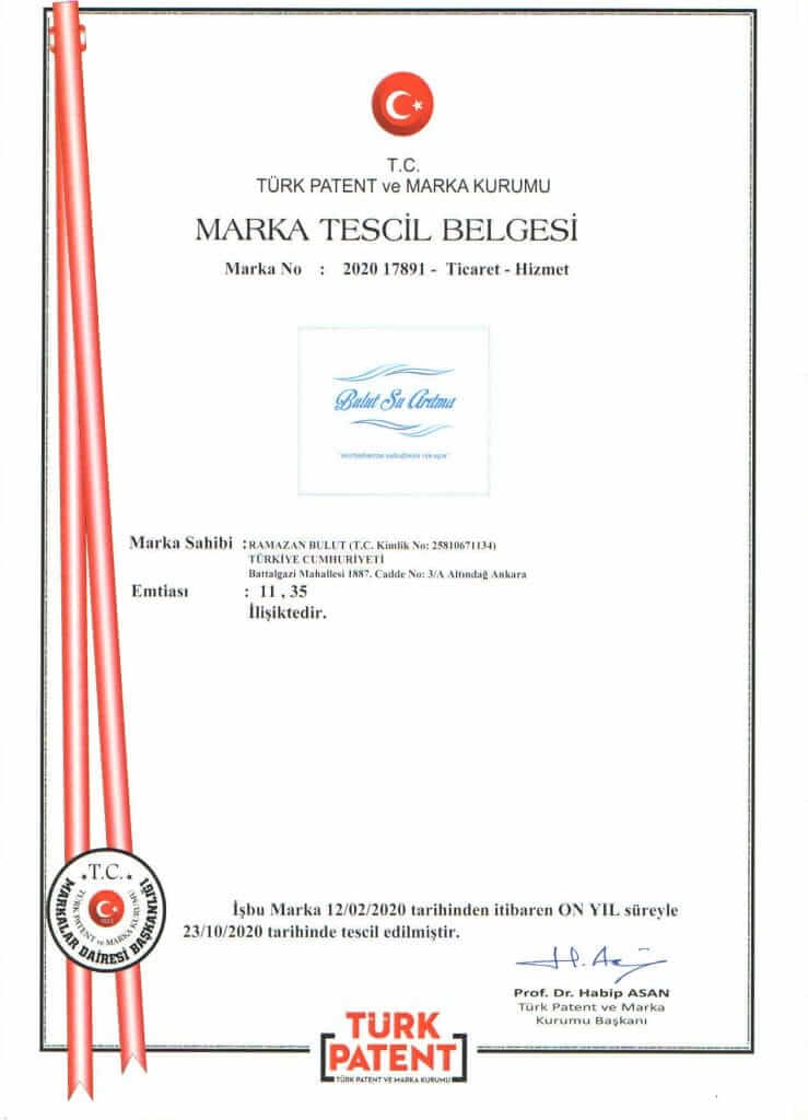 Bulut Su Arıtma Marka Tescil